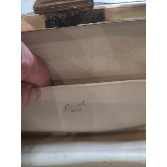 VTG. 50's Escort Genuine Reptile rectangular frame bag single handle snap close - Picture 9 of 12